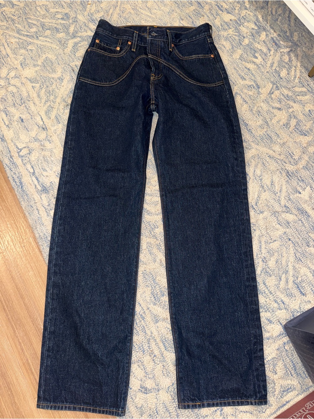 Levi's 501s Dark WashDenim Jeans with Gold Stitching